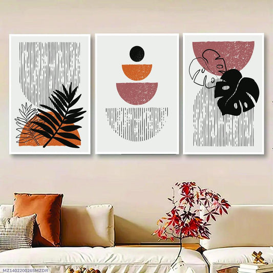 Multicolor Abstract Art Wall Frame - 3 Pcs for Unique Home Decor