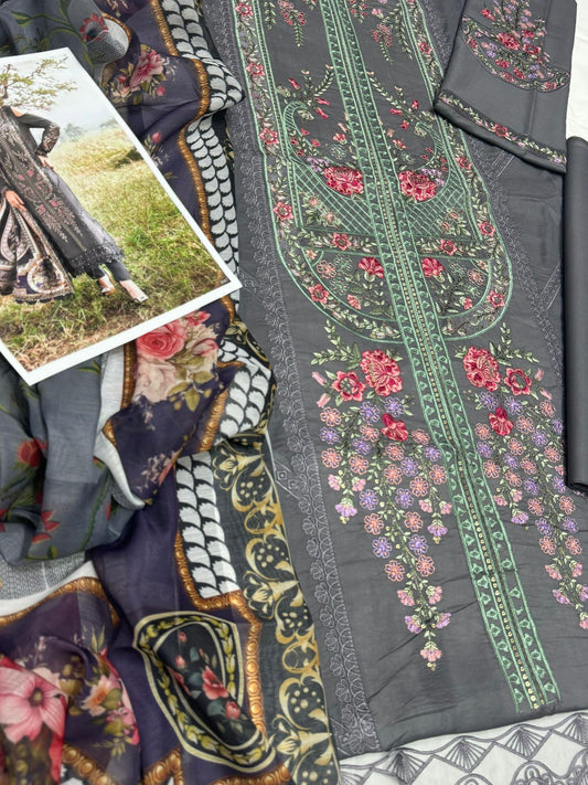 Luxury Embroidered 3-Piece STUFF: Best Export Quality Airjet Lawn (90/70)